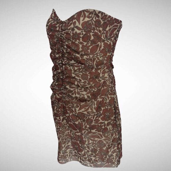 Bec + Bridge Priya Hibiscus Floral Ruched Strapless Mini Dress Size US 10 AUS 14 - Picture 3 of 9